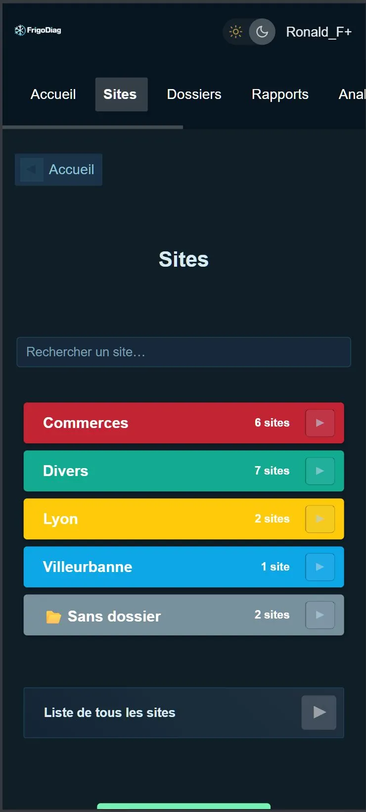 FrigoDiag mobile – sites