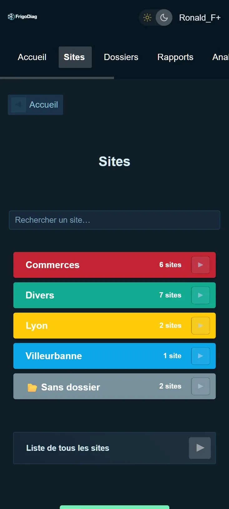 FrigoDiag mobile – vue 4
